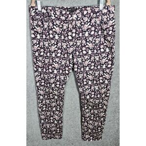 MNG Casual All Over Floral 5 Pocket Pants Womens Size 14 Blue Pink Lightweight